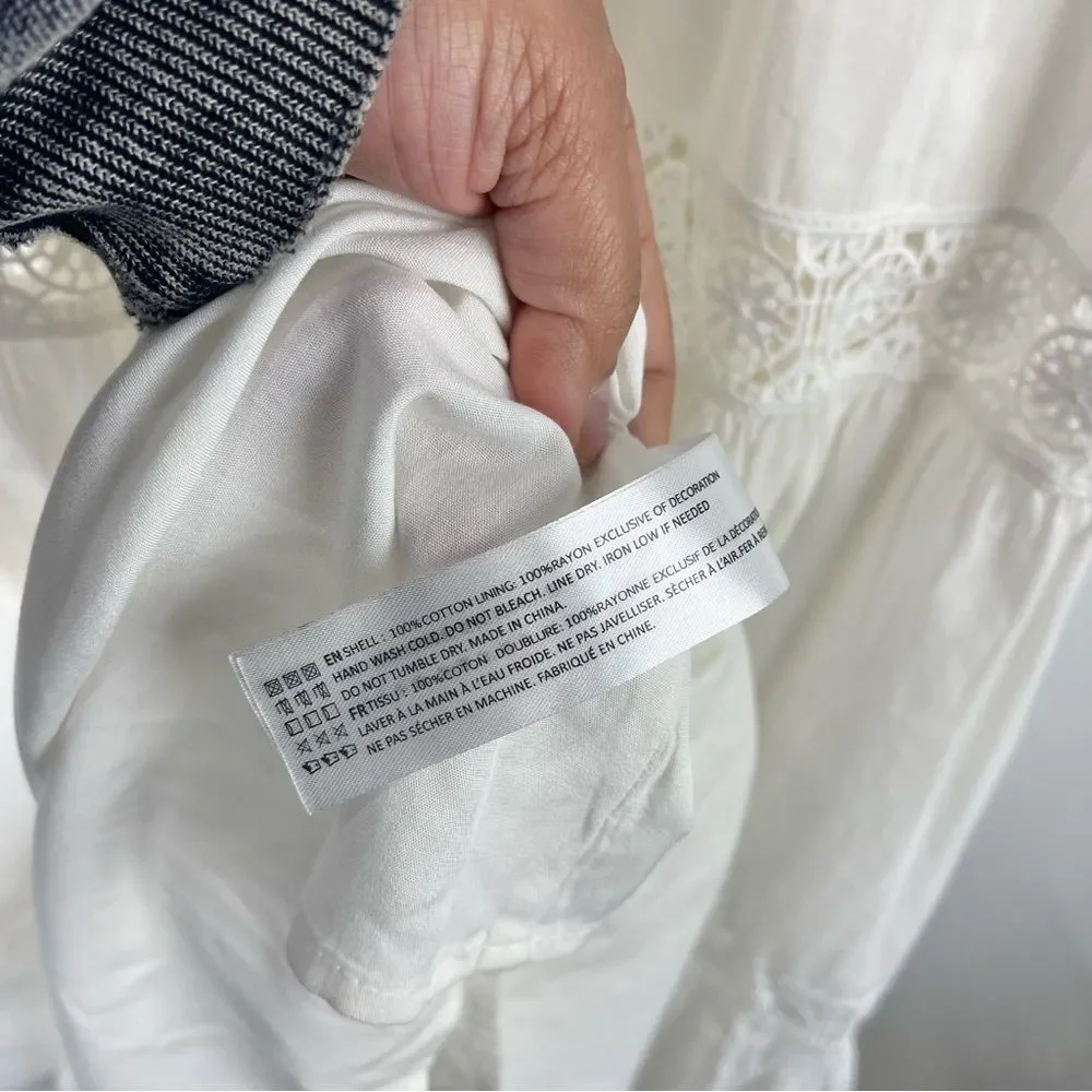 En Saison Tiered Lace Midi Prairie Dress Women's Size XS Cottage Core Festival - Picture 11 of 11